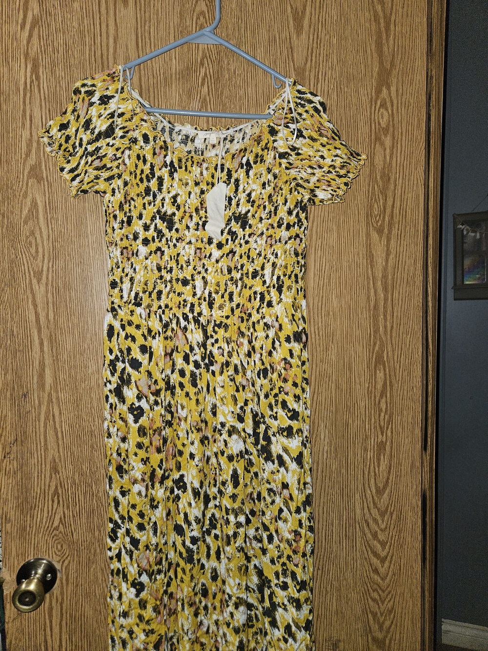 Mystree Yellow Multi-Print Short-Sleeve Maxi Dress